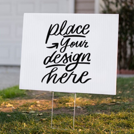 Our custom yard signs are made with heavy duty corrugated plastic, perfect for any outdoor occasion. They are all printed horizontal and a metal H stand is included for installation. 