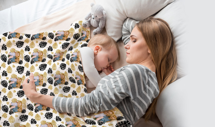 Personalize a patterned mink or sherpa blanket with your photos or designs today